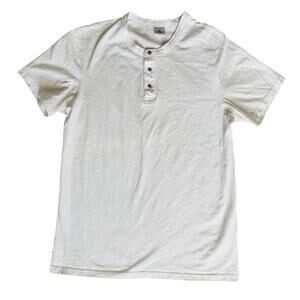 Reigning Champ Men's White Henley T-Shirt Size Medium 100% Cotton Made in Canada